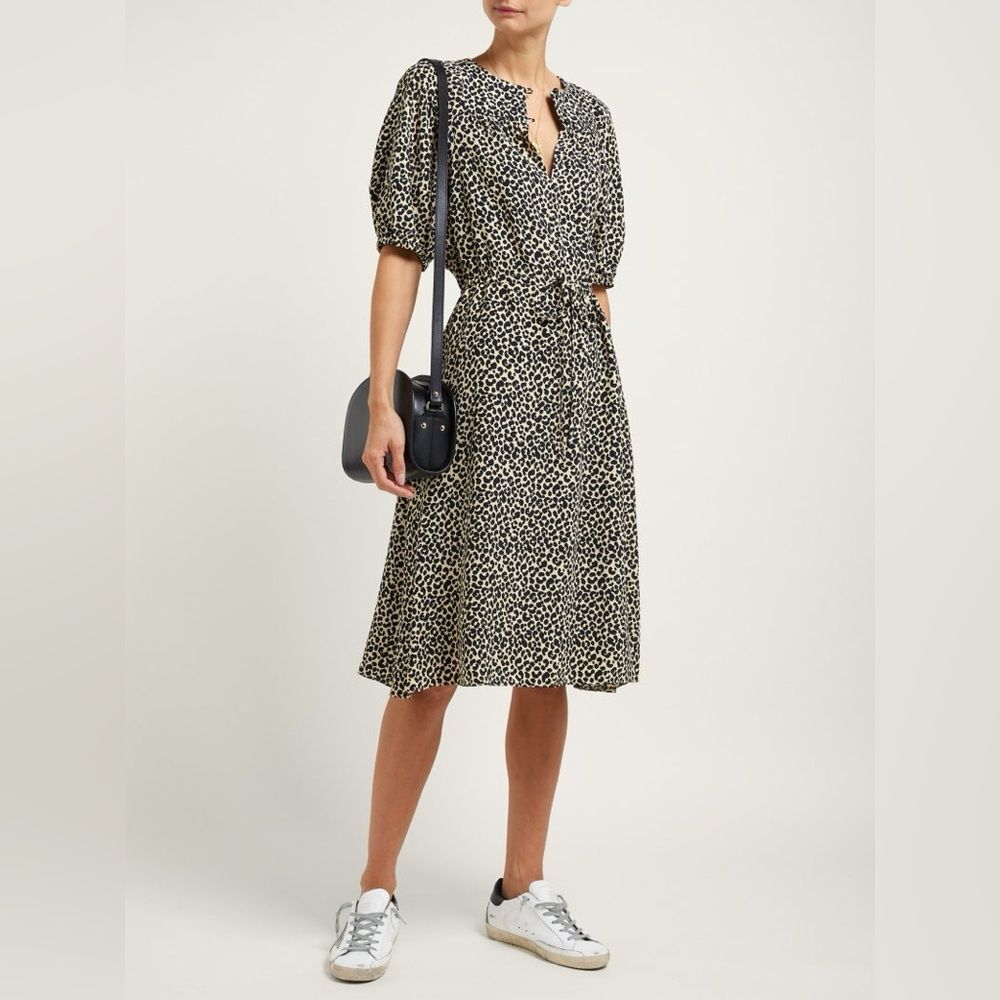 A.P.C Ondine Leopard Dress Size Small / EU 36 Animal Print Beige Retro Classic